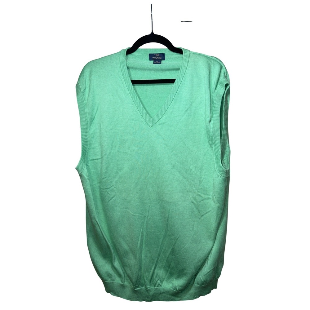 Brooks Brothers 346 V Neck Sweater Vest Mint Green Supima Cotton XXL Mens
